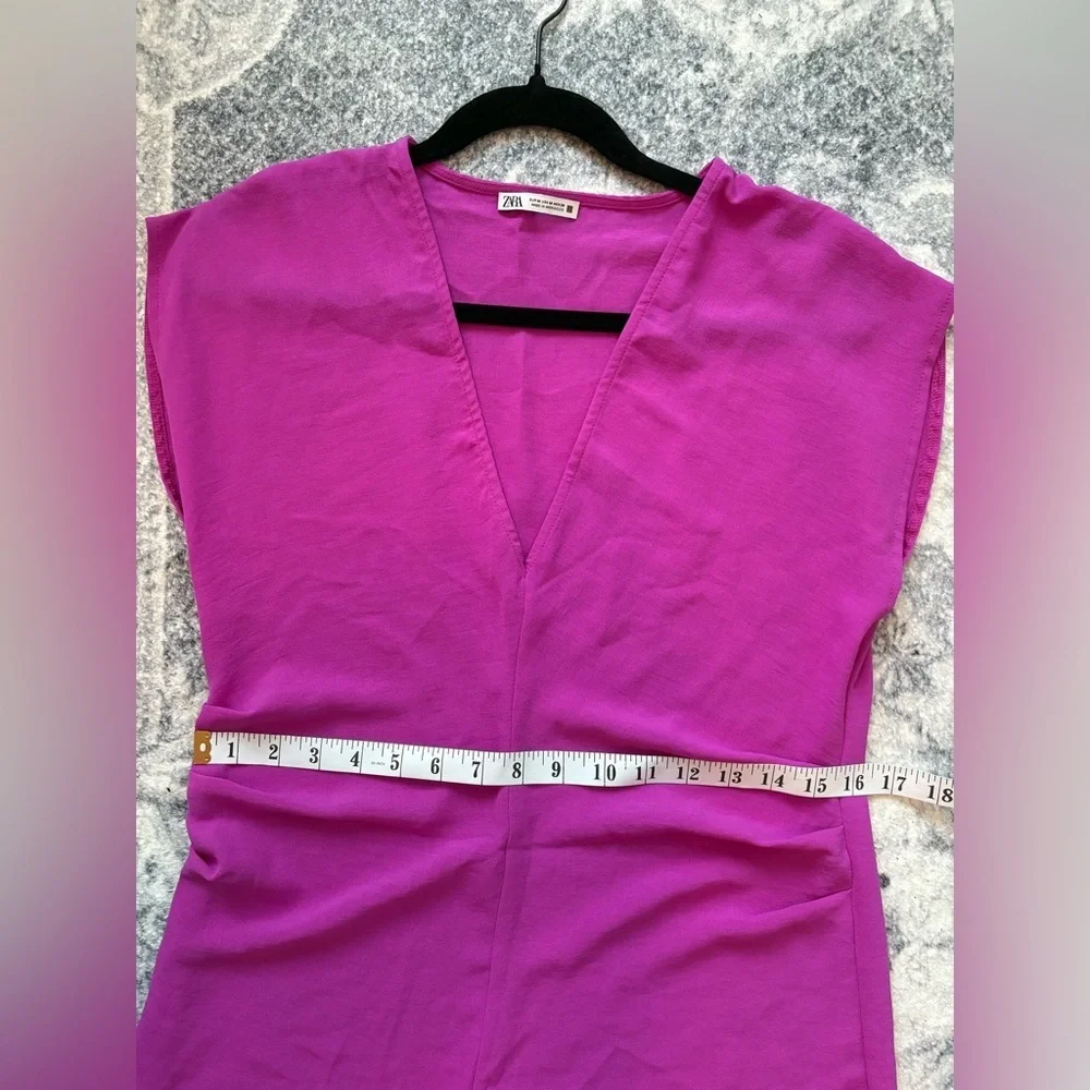 Zara Fuchsia Midi Dress Size M Brand New No Tags - Picture 8 of 9